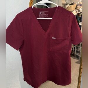 Figs Burgundy Short Sleeve Top